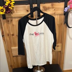 Dog is Love Black and White Raglan Tee
